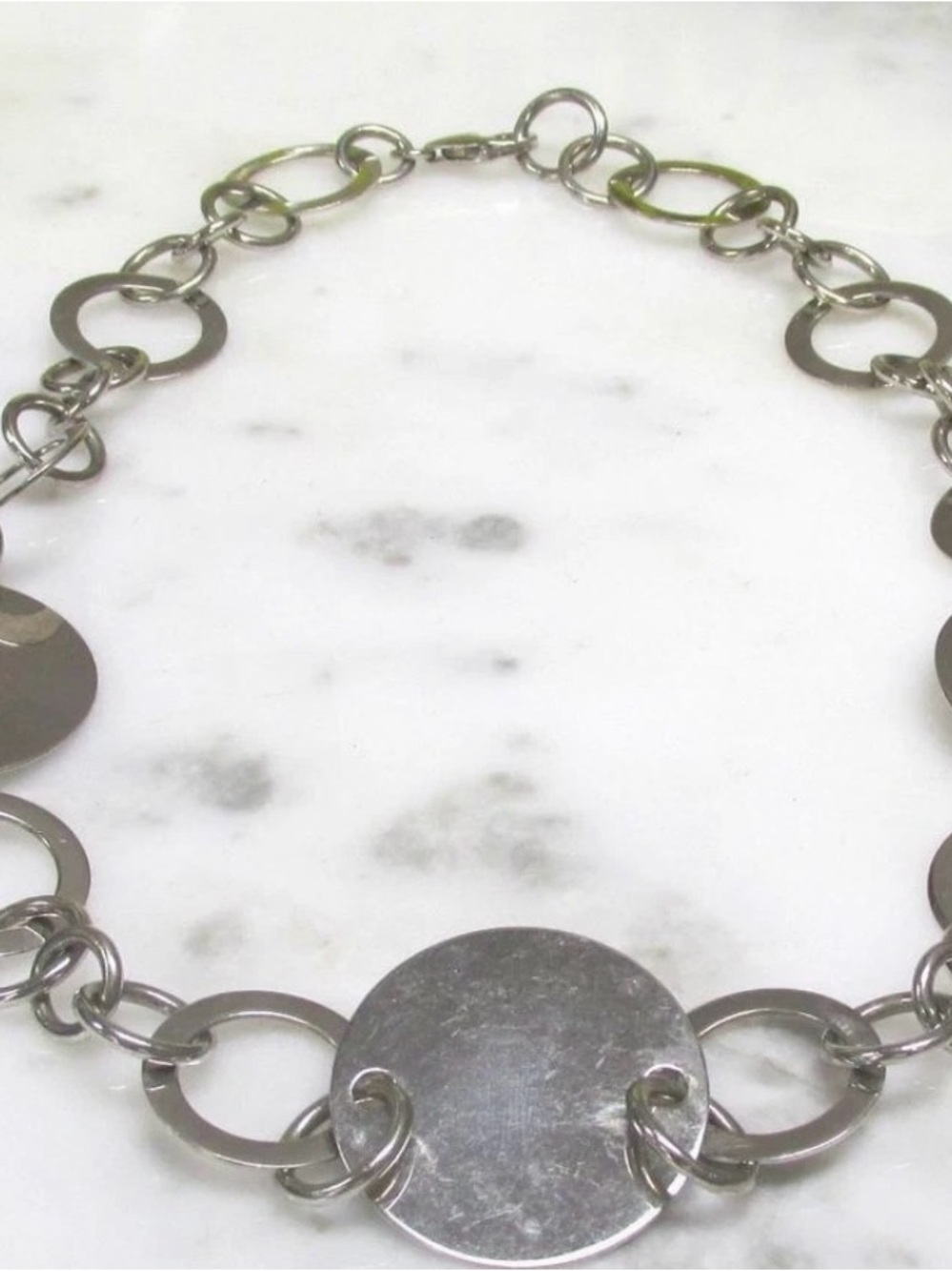 Sterling Silver Disc Link Necklace - Women's Jewelry 925 China 18 inches